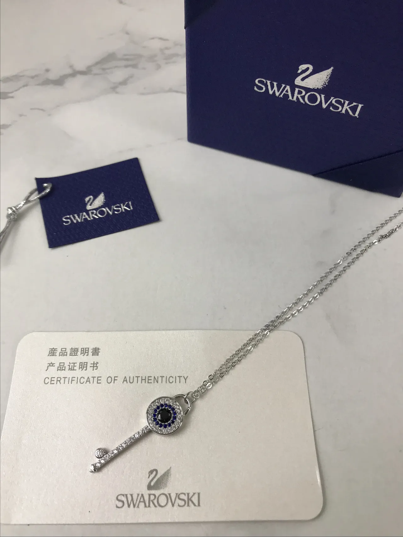 Swarovski Key-Shaped Evil Eye Pendant Necklace 4