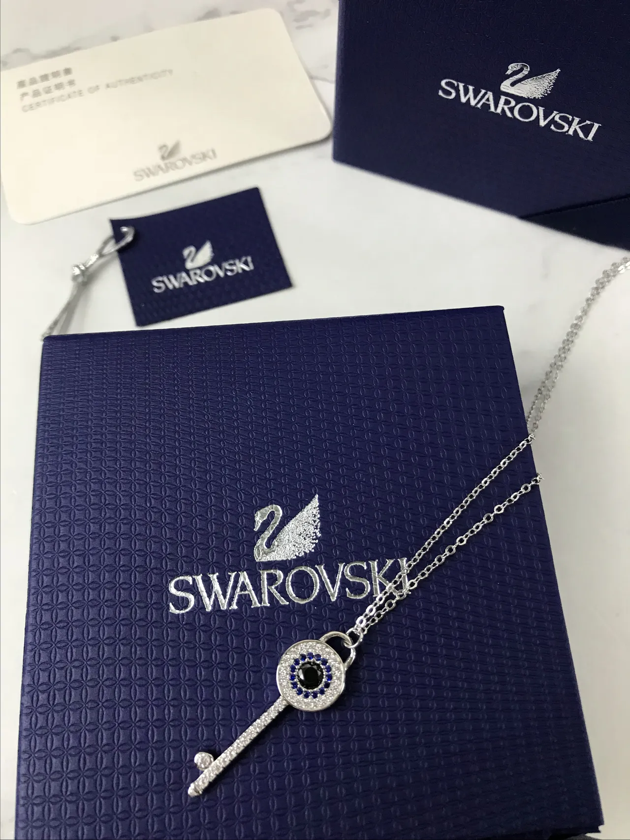 Swarovski Key-Shaped Evil Eye Pendant Necklace 5