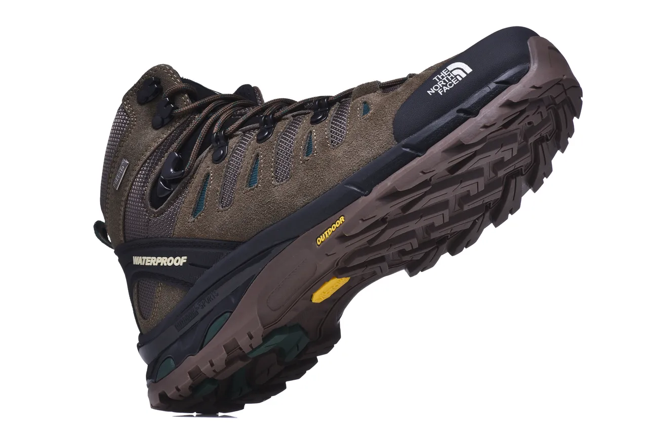 The North Face Brown Black Waterproof Suede-Mesh Upper Hiking Boots 18