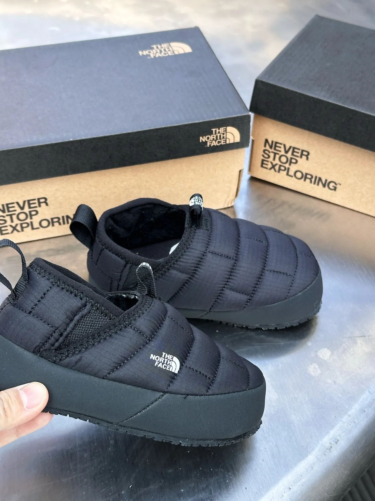 The North Face Thermoball Eco Black Quilted Shell Slip-On Casual Shoes 22