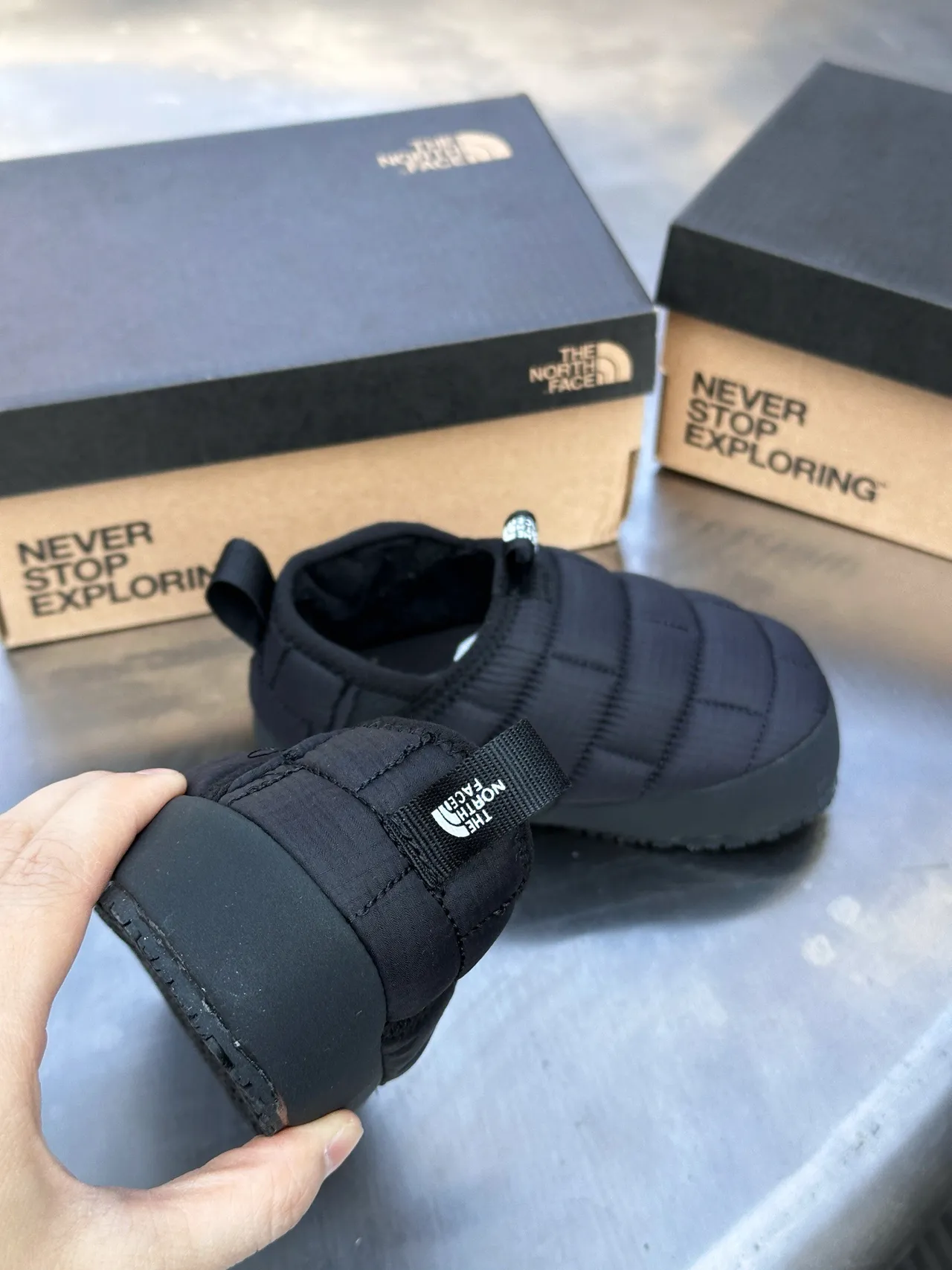 The North Face Thermoball Eco Black Quilted Shell Slip-On Casual Shoes 24