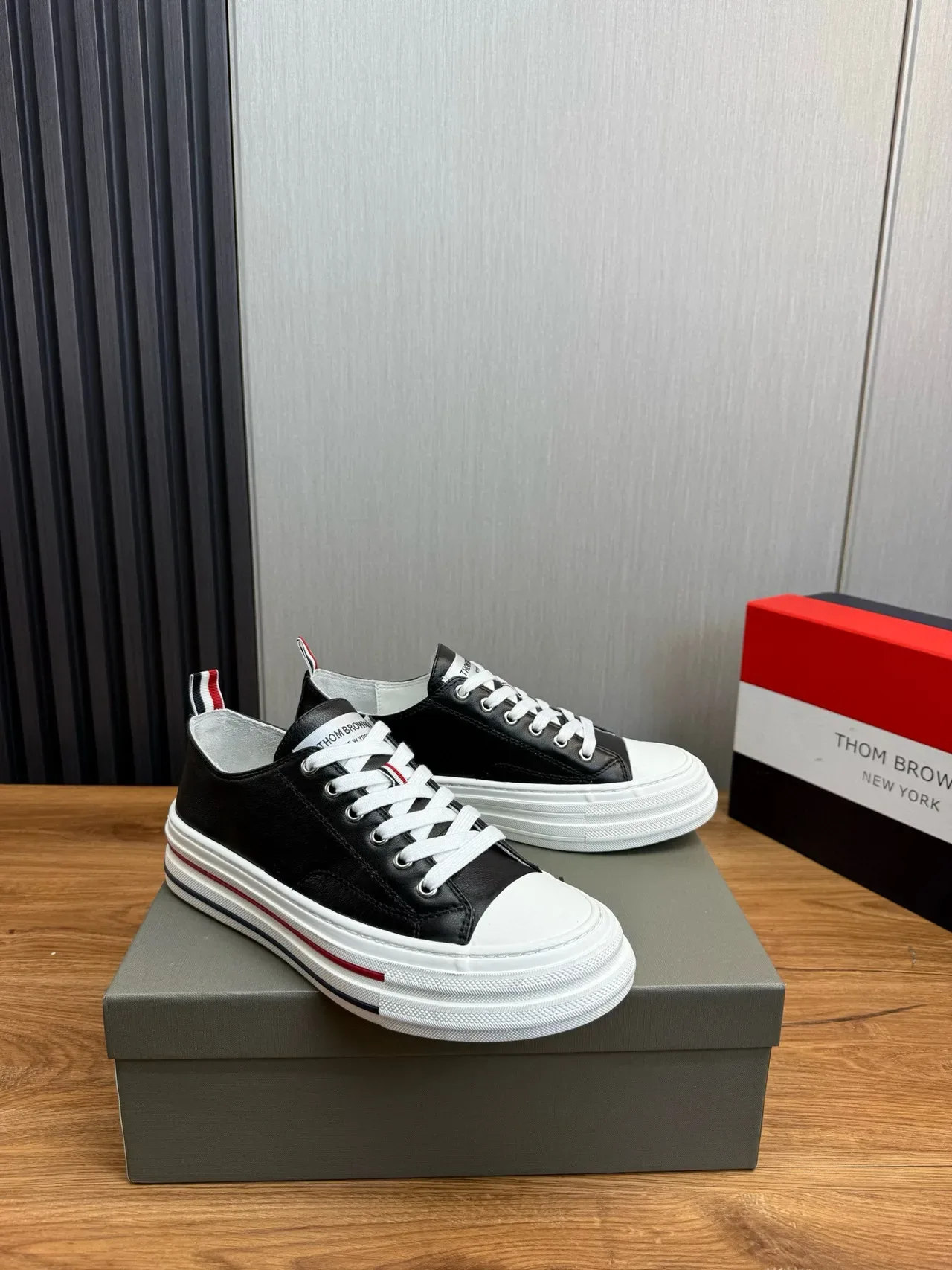 Thom Browne Classic Sneaker Black White Red Navy Lifestyle Sneakers 2