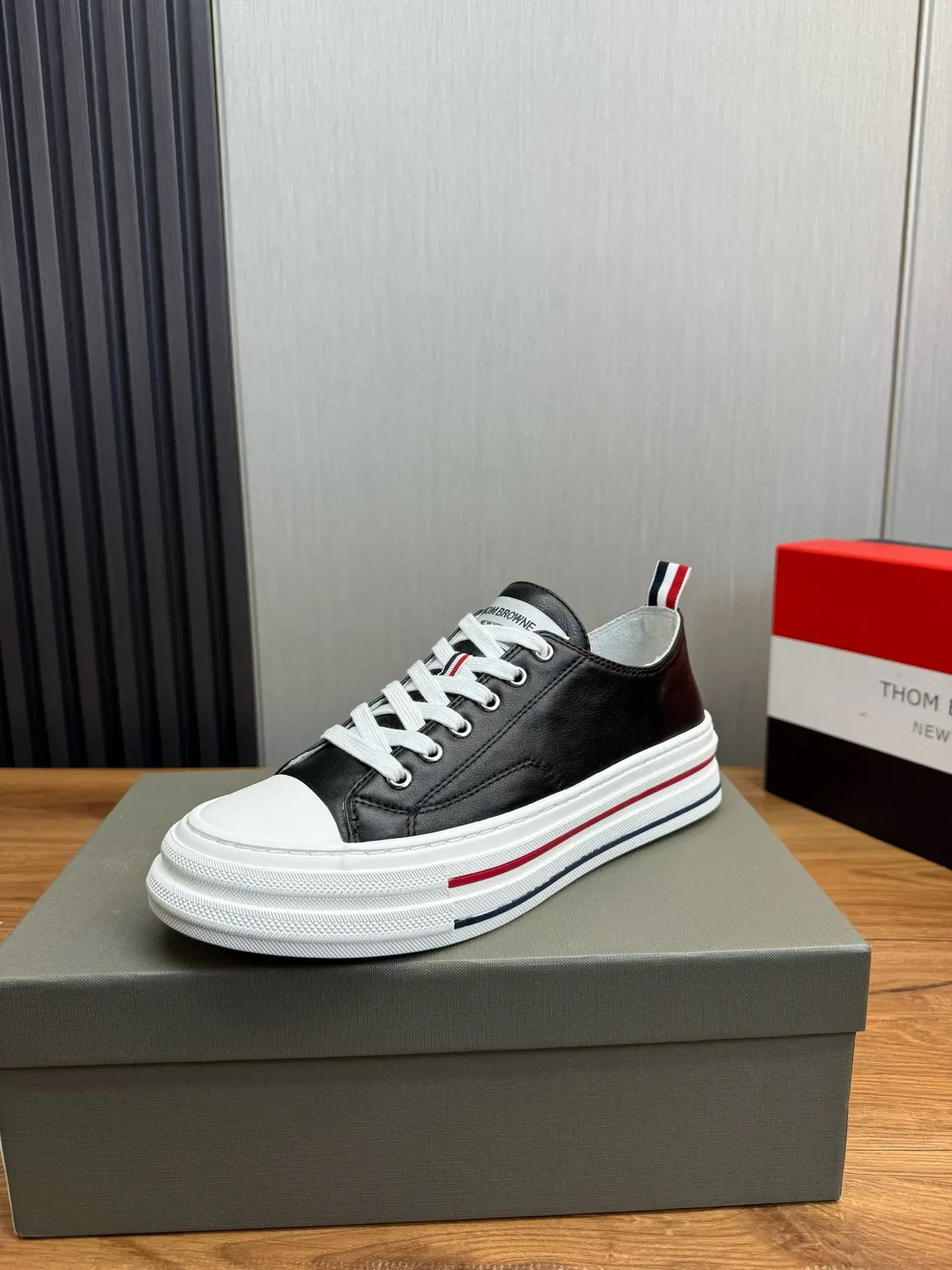 Thom Browne Classic Sneaker Black White Red Navy Lifestyle Sneakers 5