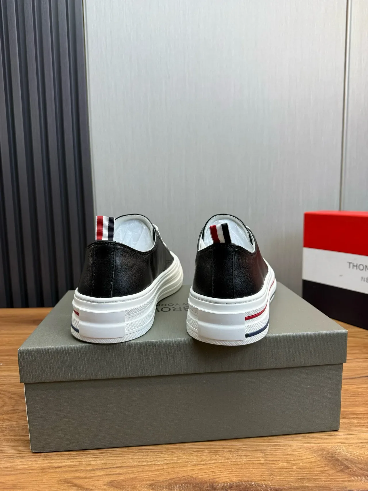 Thom Browne Classic Sneaker Black White Red Navy Lifestyle Sneakers 6