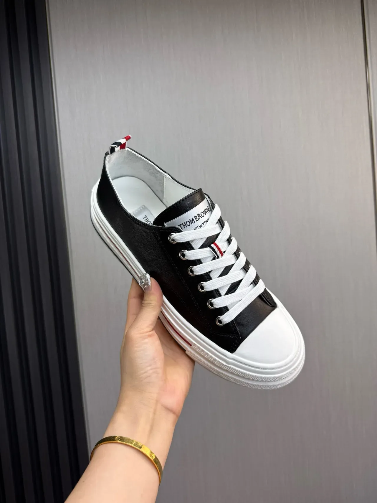 Thom Browne Classic Sneaker Black White Red Navy Lifestyle Sneakers 9