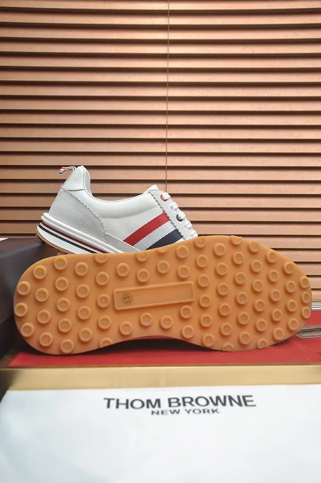 Thom Browne Classic Stripe White Gray Red Blue Lifestyle Sneakers 3