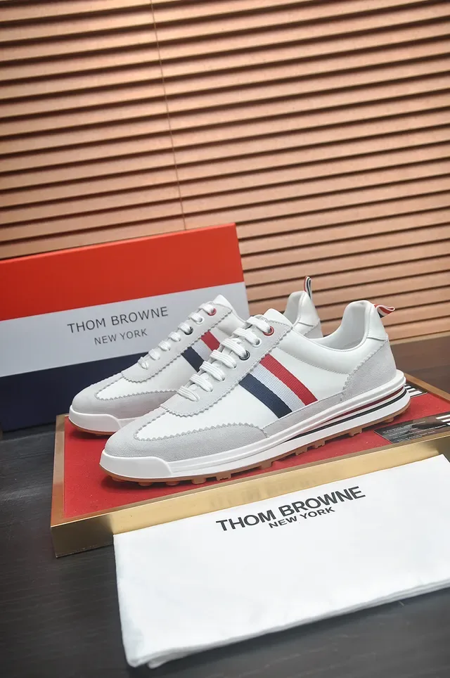 Thom Browne Classic Stripe White Gray Red Blue Lifestyle Sneakers 4