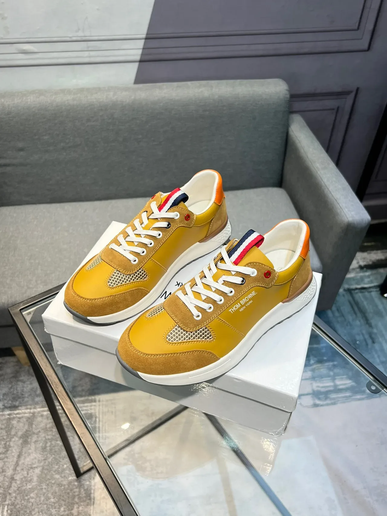 Thom Browne Mustard Yellow and Orange Lifestyle Sneaker 3