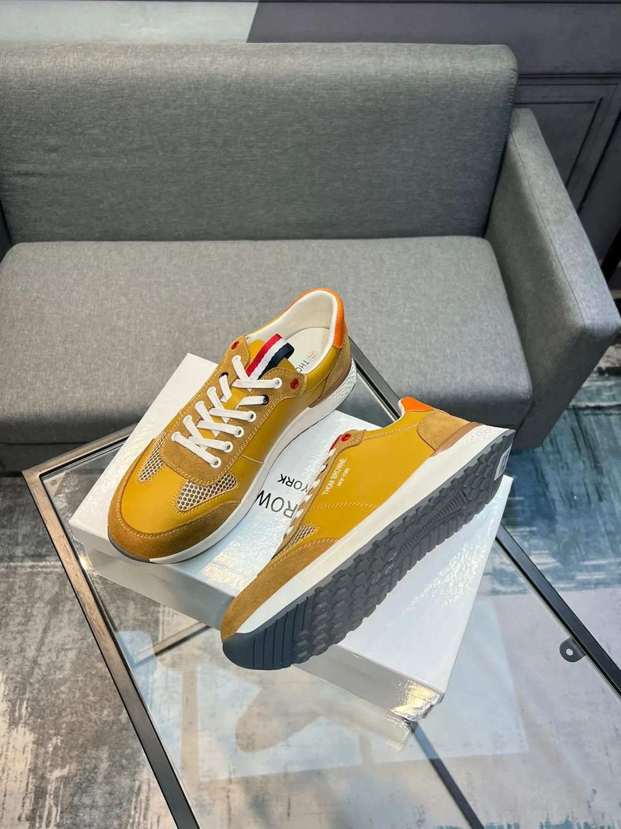 Thom Browne Mustard Yellow and Orange Lifestyle Sneaker 4