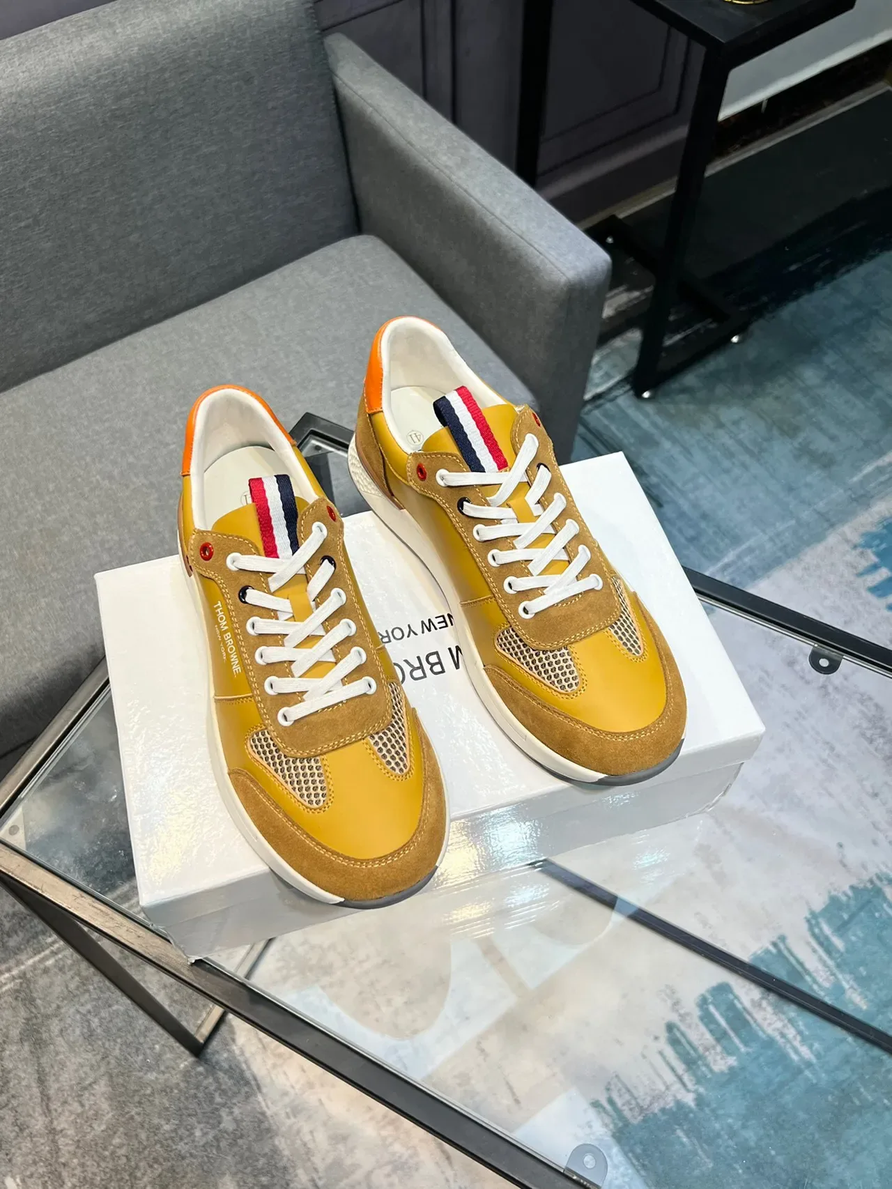 Thom Browne Mustard Yellow and Orange Lifestyle Sneaker 5
