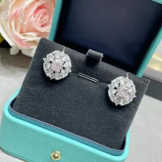 Tiffany & Co. Boucles d'oreilles Halo Floral Cluster en pierres roses et blanches
