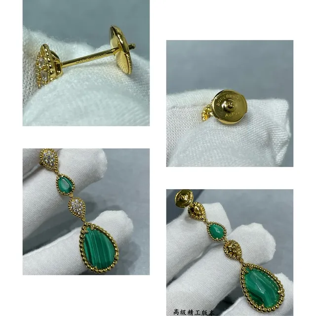 Tiffany & Co. Or vert boucles d'oreilles à trois étages en malachite 2