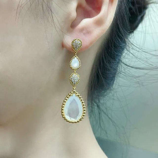 Tiffany & Co. Or vert boucles d'oreilles à trois étages en malachite 9