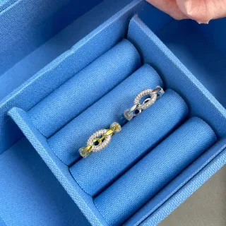 Tiffany & Co. HardWear Interlocking Oval Pavé Diamond Two-Tone Gold Hoop Earrings