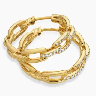 Tiffany & Co. HardWear Interlocking Rope-Link Pavé Diamond Hoop Earrings