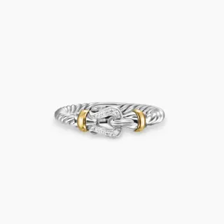 Tiffany & Co. HardWear Bague en Argent et Or avec Bande Tressée de Câble et Motif de Double Boucle