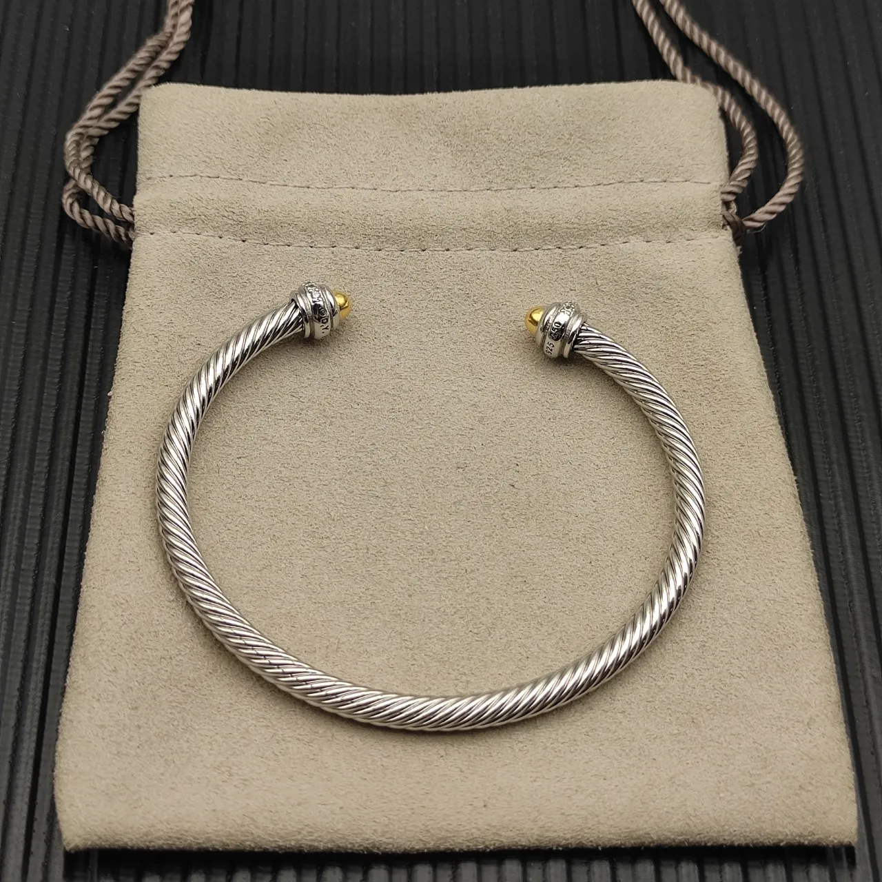 Tiffany & Co. HardWear Câble torsadé Bi-ton Pavé Bracelet 7