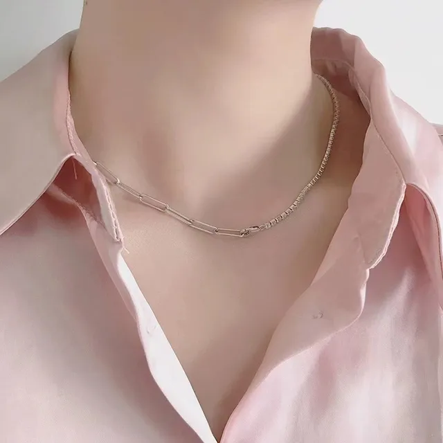 Tiffany & Co. Colar de corrente de clipe de papel com pavê e pérola pendente 3