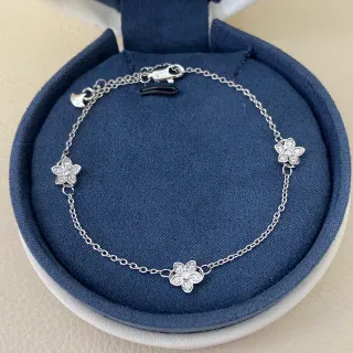 Tiffany & Co. Silver Navy Chain Five-Petal Flower Motifs Bracelet