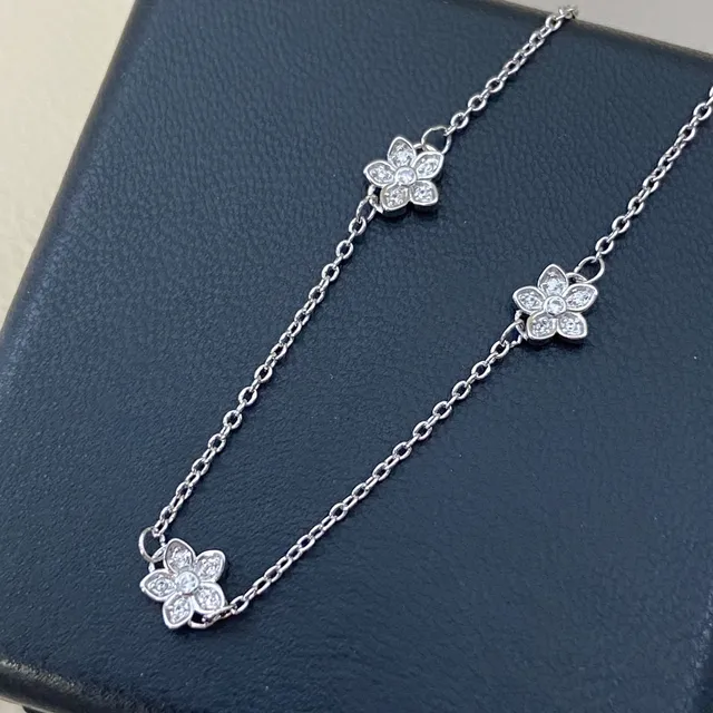 Tiffany & Co. سلاسل بحرية فضية مع زهور خماسية الأوراق سوار 4