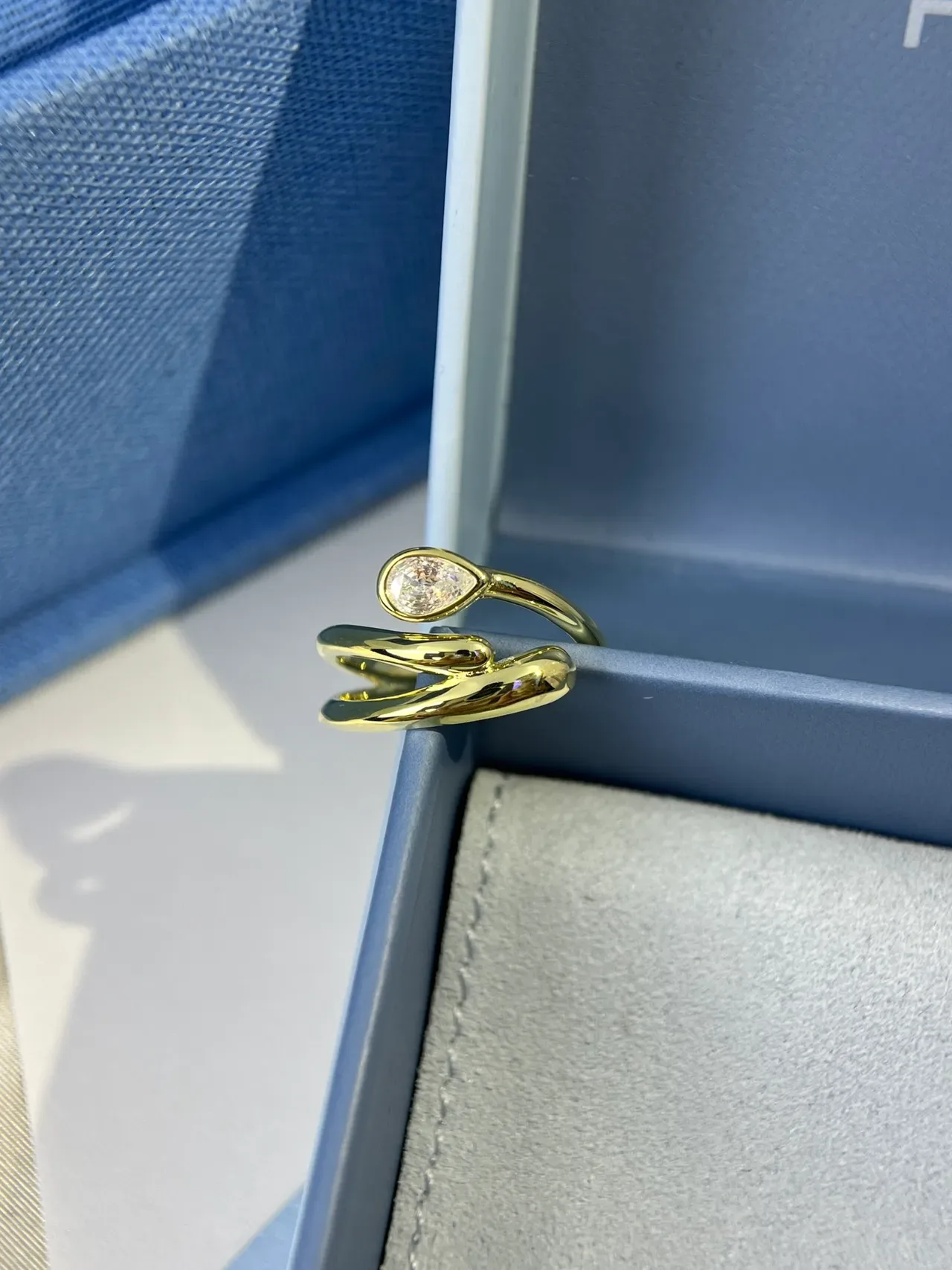 Tiffany & Co. Split Shank Pear-Cut Stone Ring 5