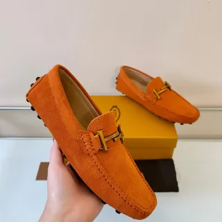 Tod's Gommino Loafer Orange Suede H-Bit Loafers