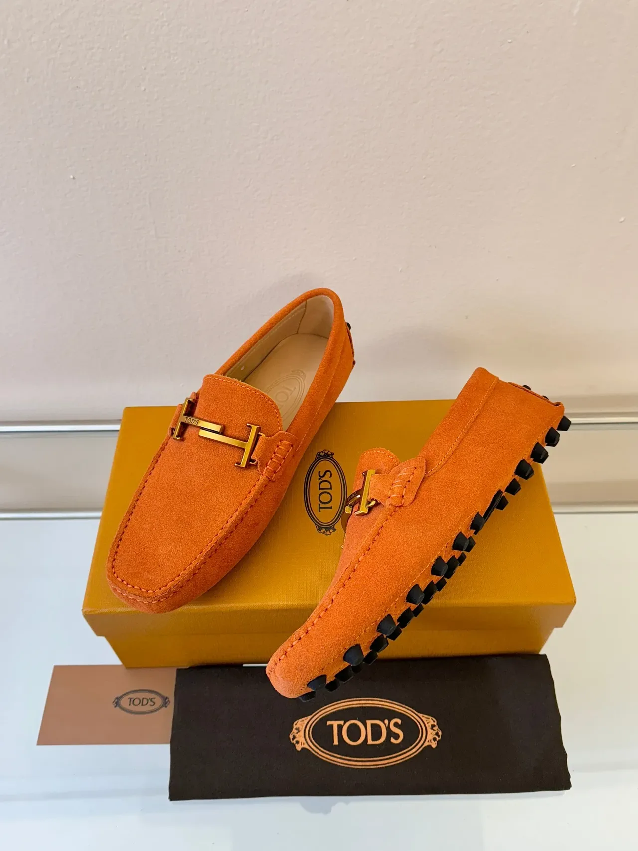 Tod's Gommino H-Bit Loafers daim orange 2