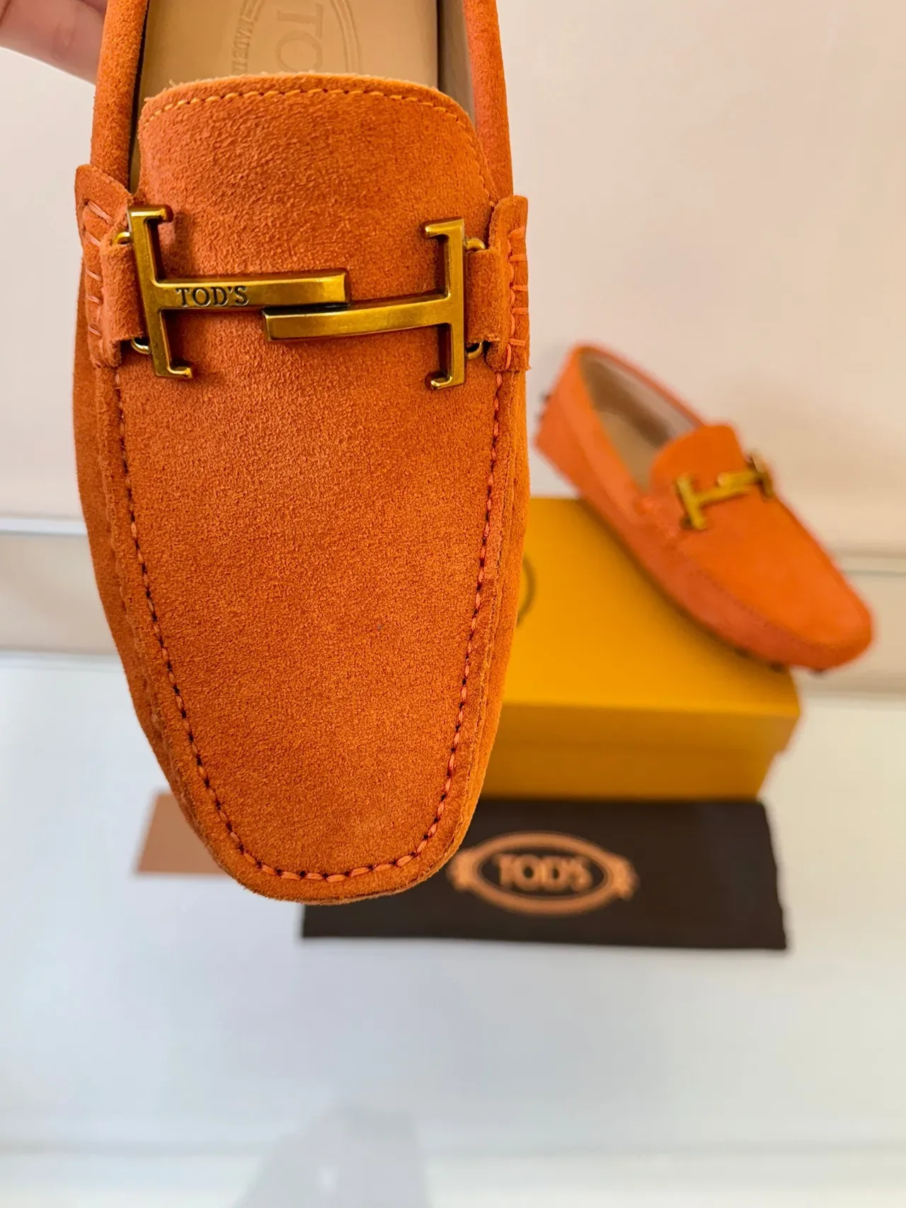 Tod's Gommino H-Bit Loafers daim orange 3