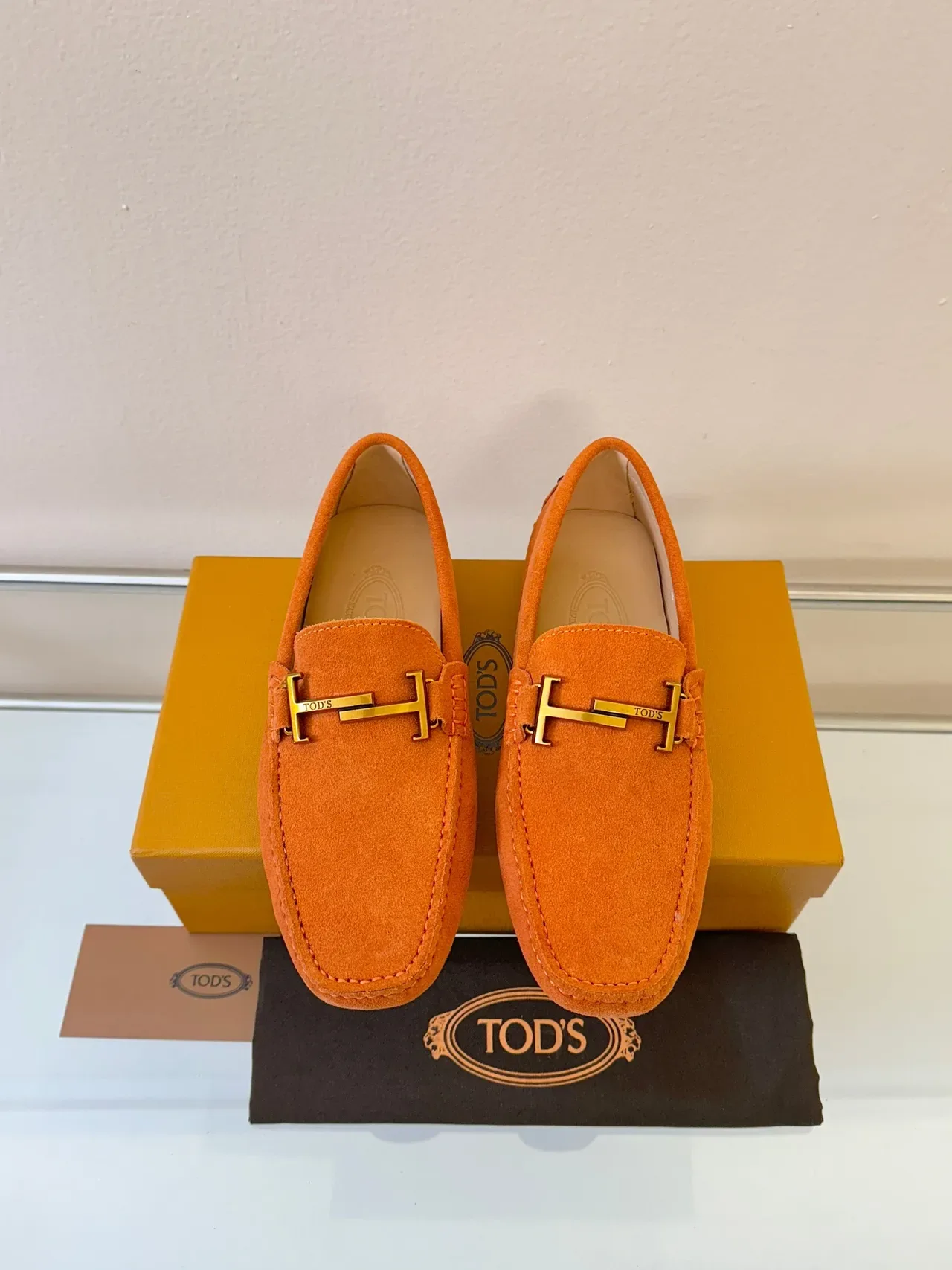 Tod's Gommino H-Bit Loafers daim orange 6