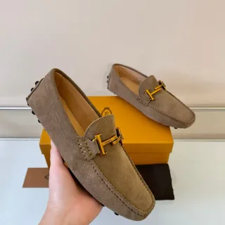Tod's Gommino Loafer Taupe Suede H-Bar Loafers
