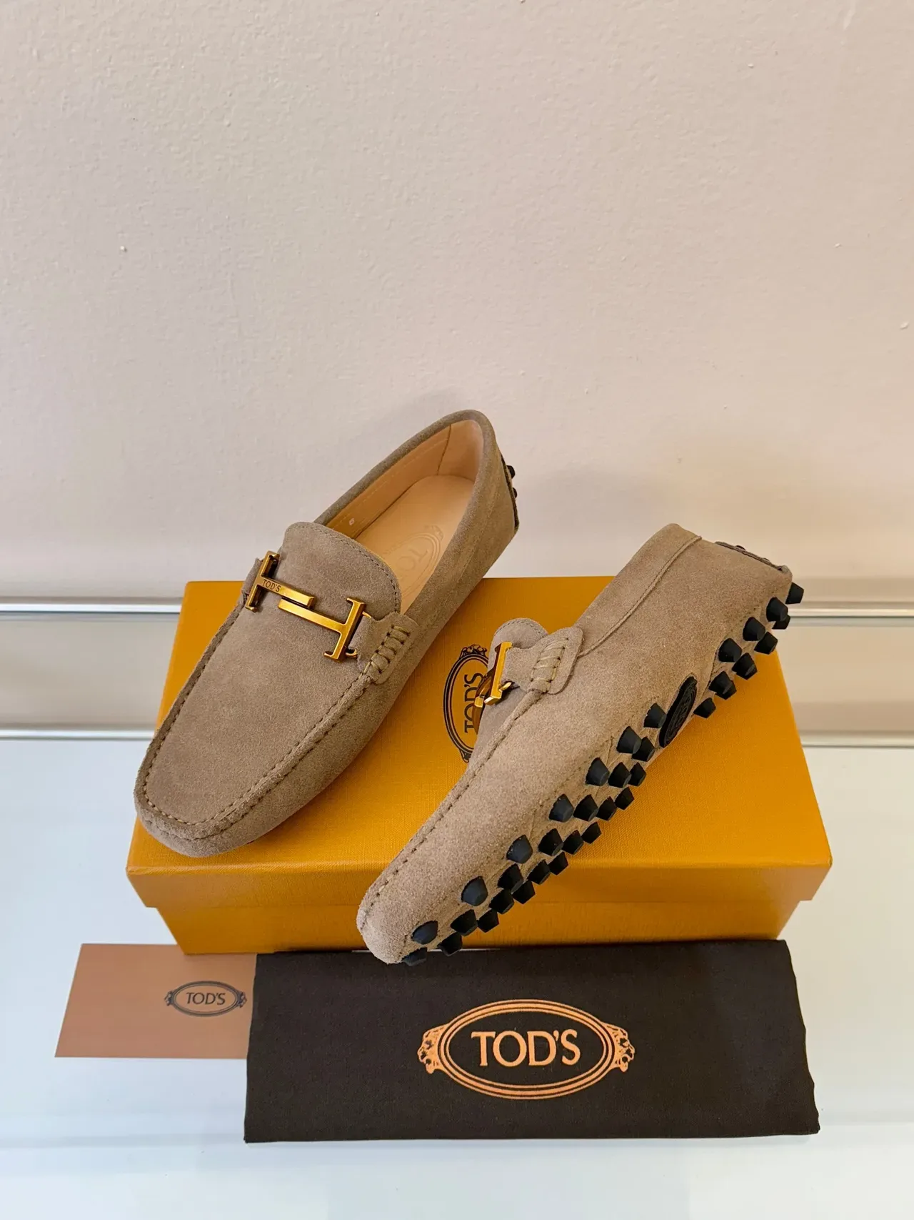 Tod's Gommino Loafer Taupe Suede H-Bar Loafers 2