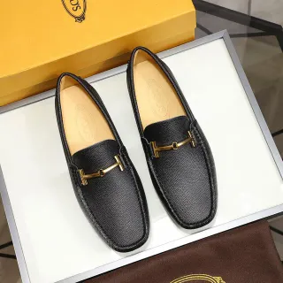 Tod's Horsebit Loafer Mocasines de Cuero Negro Texturizado