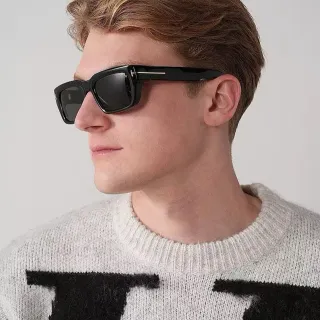 Tom Ford Black Rectangular Frame Acetate Construction Sunglasses