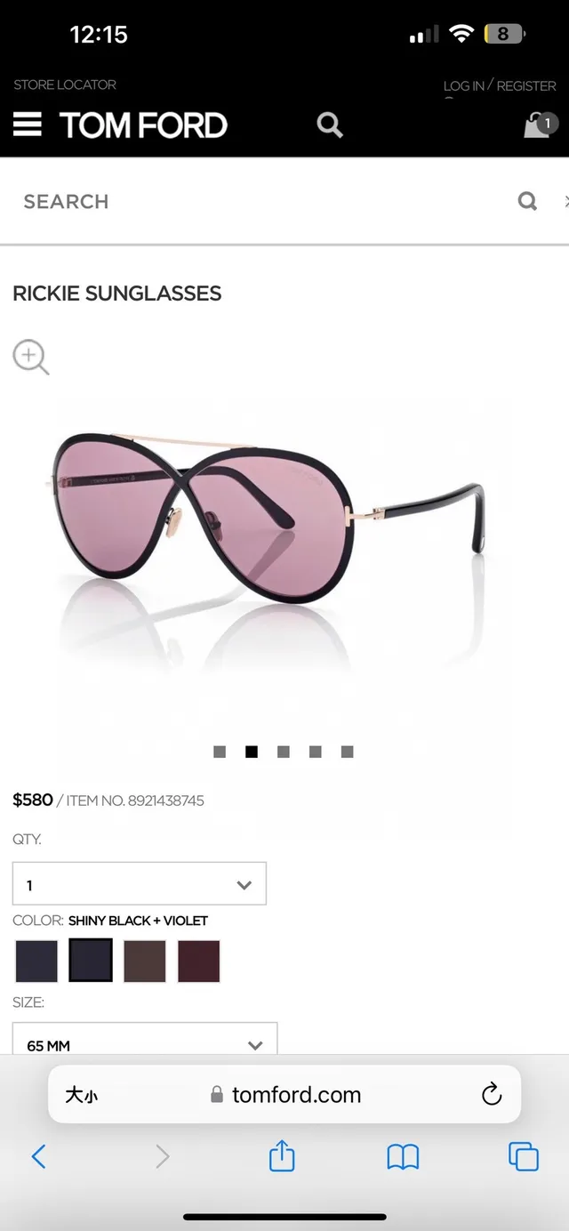 Tom Ford Rickie Black Purple Round Lens Thin Metal Bridge Sunglasses 3