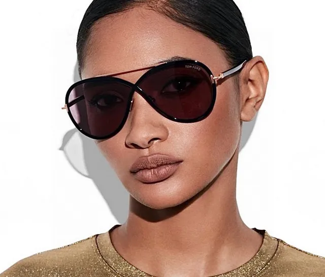 Tom Ford Rickie Black Purple Round Lens Thin Metal Bridge Sunglasses 4