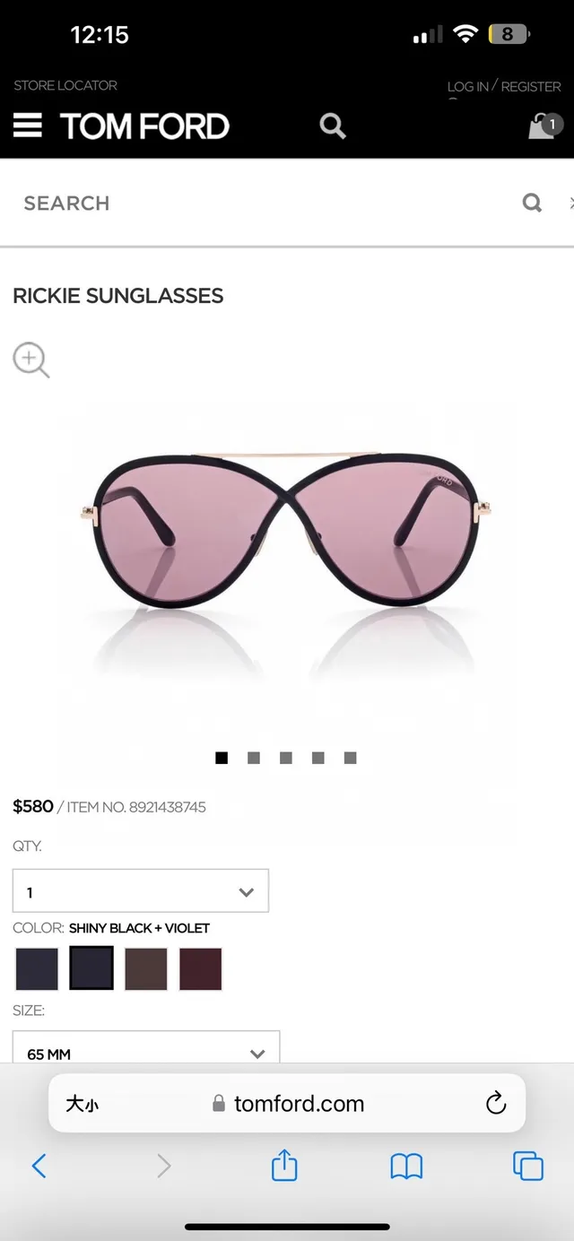 Tom Ford Rickie Black Purple Round Lens Thin Metal Bridge Sunglasses 8