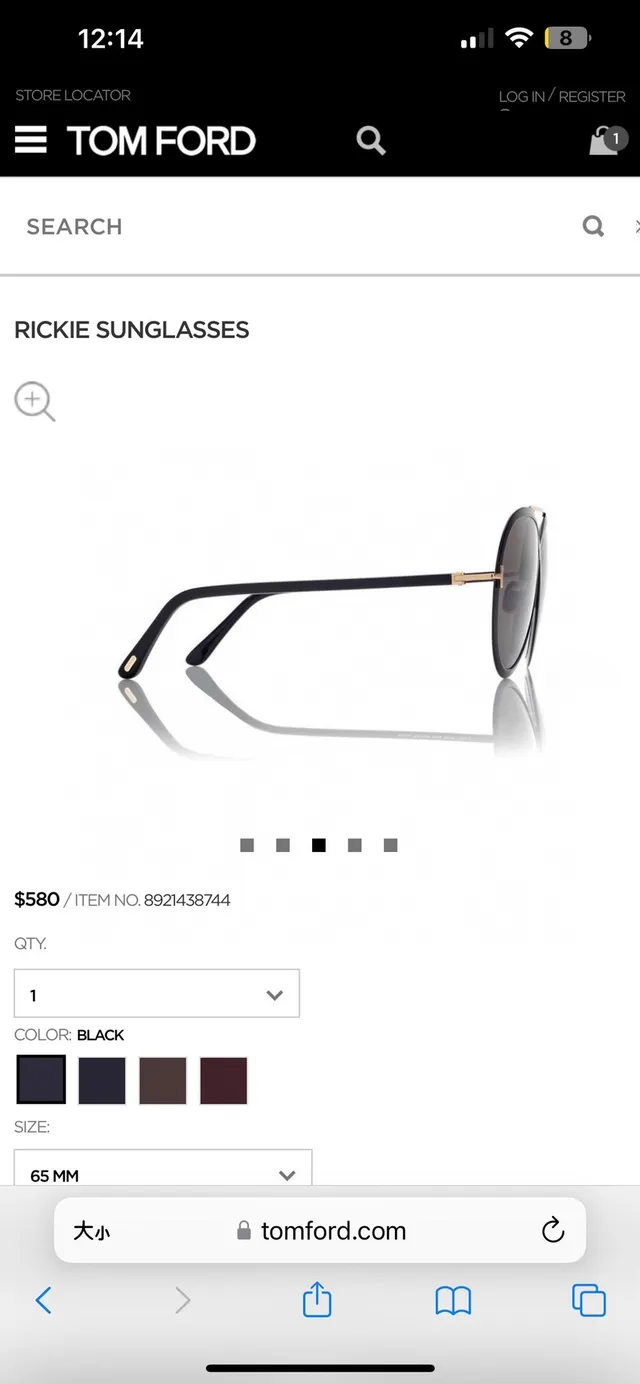 Tom Ford Rickie Black Purple Round Lens Thin Metal Bridge Sunglasses 9