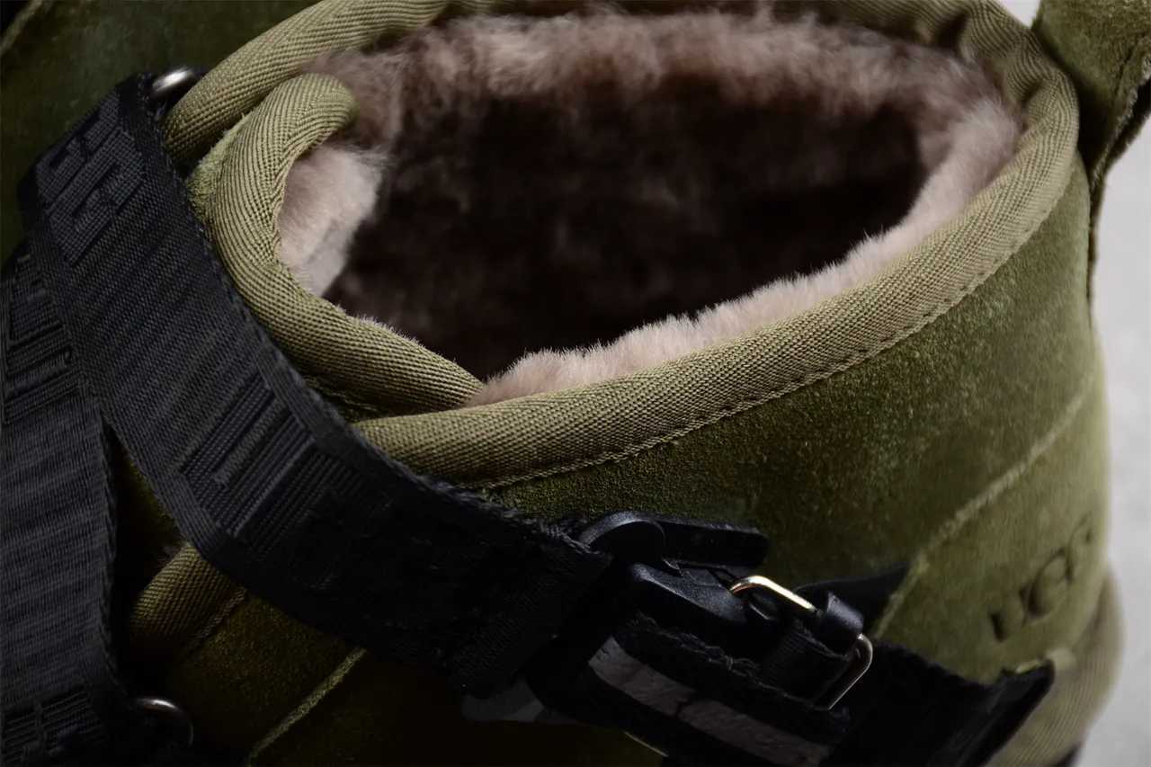 UGG Army Green Black Olive Suede Upper Adjustable Webbing Straps Ankle Boots 5