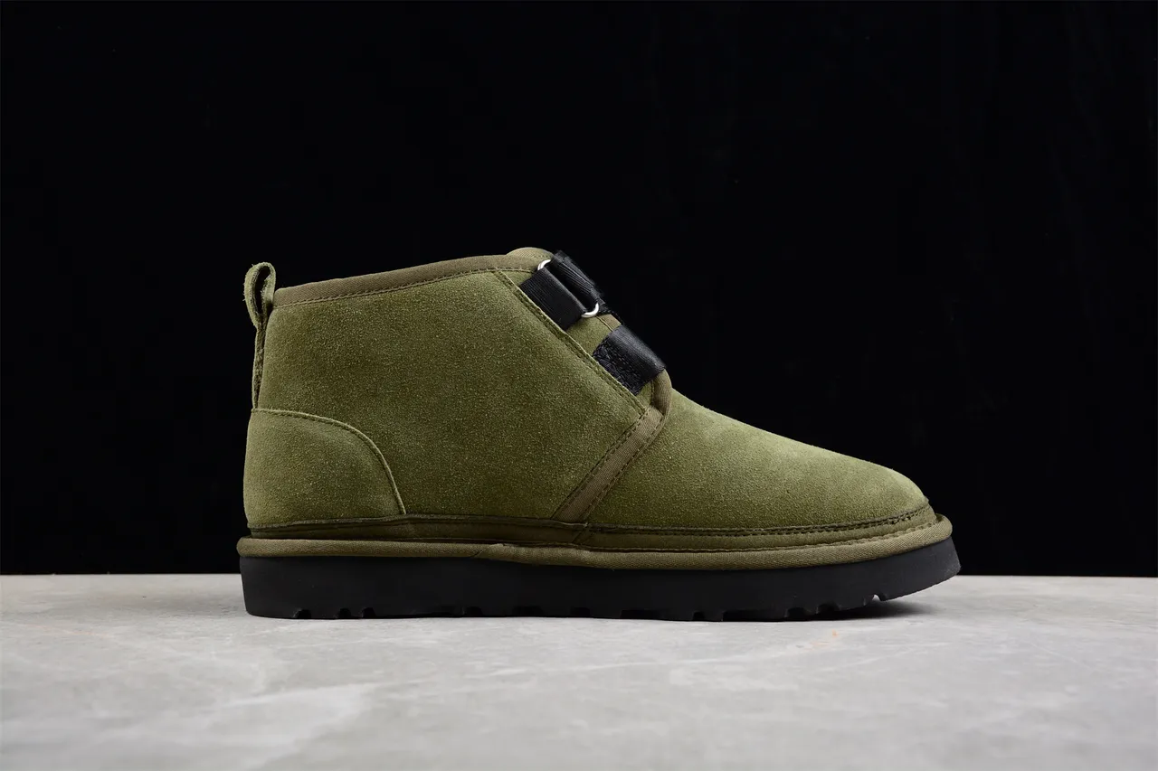 UGG Army Green Black Olive Suede Upper Adjustable Webbing Straps Ankle Boots 10
