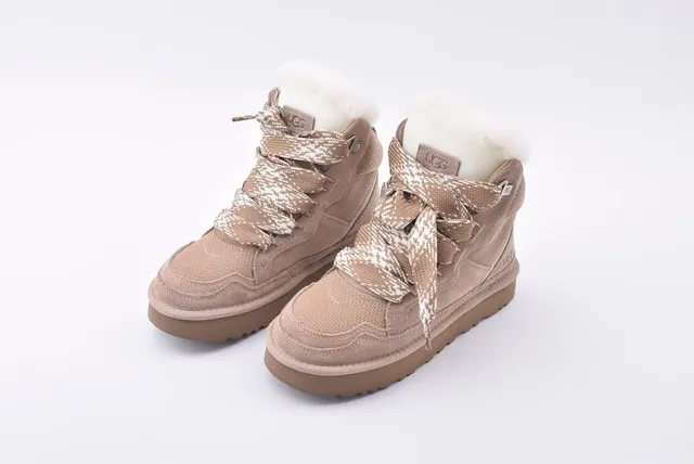 UGG Beige Suede-Mesh Platform Snow Boot 2
