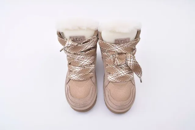 UGG Beige Suede-Mesh Platform Snow Boot 3