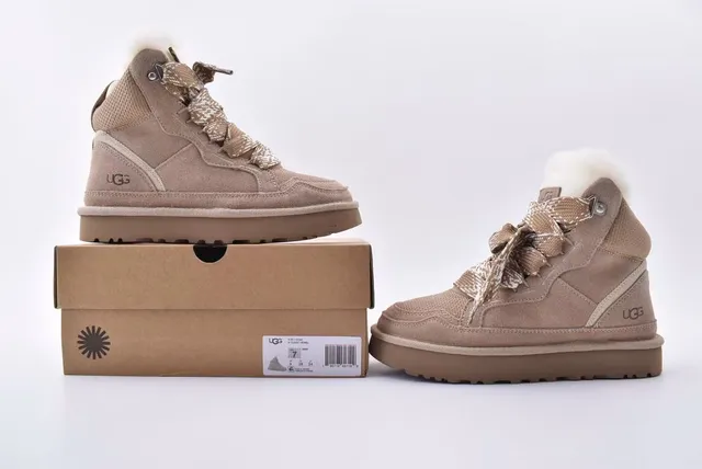 UGG Beige Suede-Mesh Platform Snow Boot 9