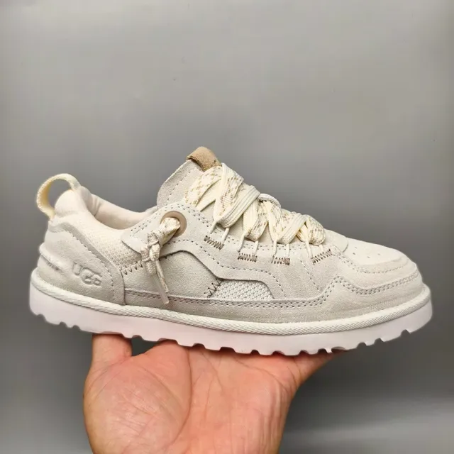 UGG Beige Blanc Daim-Mesh Híbrido Superior Capuchon du Doigt du Pied Perforé Sneakers Lifestyle 2