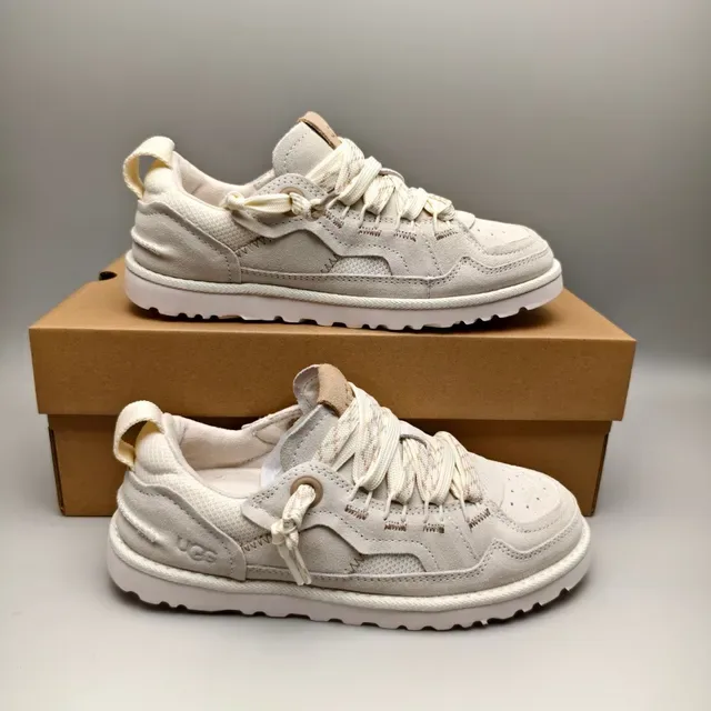 UGG Beige Blanc Daim-Mesh Híbrido Superior Capuchon du Doigt du Pied Perforé Sneakers Lifestyle 5