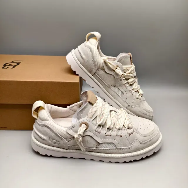 UGG Beige Blanc Daim-Mesh Híbrido Superior Capuchon du Doigt du Pied Perforé Sneakers Lifestyle 6