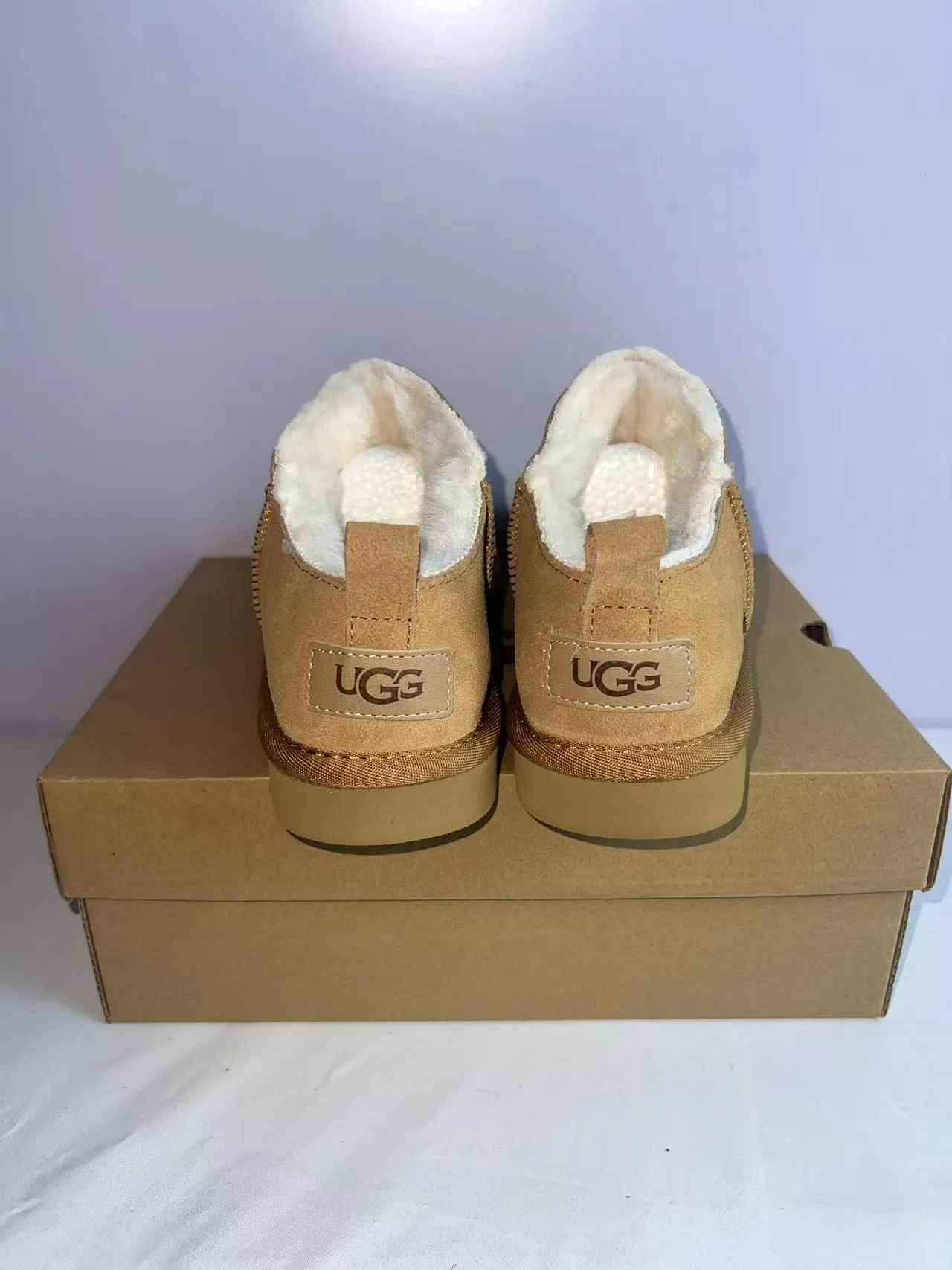 UGG Beige White Suede Upper Shearling-Lined Snow Boots 4