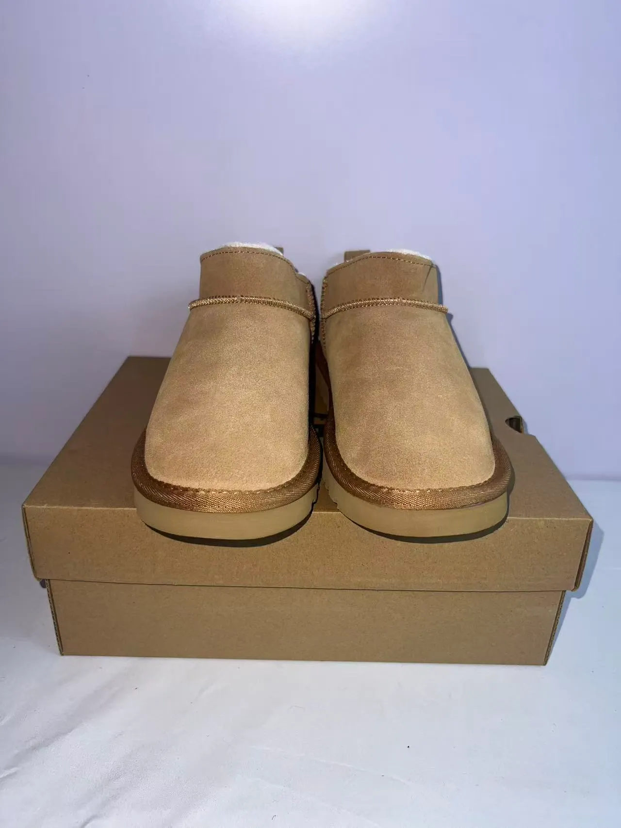 UGG Beige White Suede Upper Shearling-Lined Snow Boots 5
