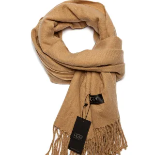 UGG Beige Woven Fringed Cashmere Scarf