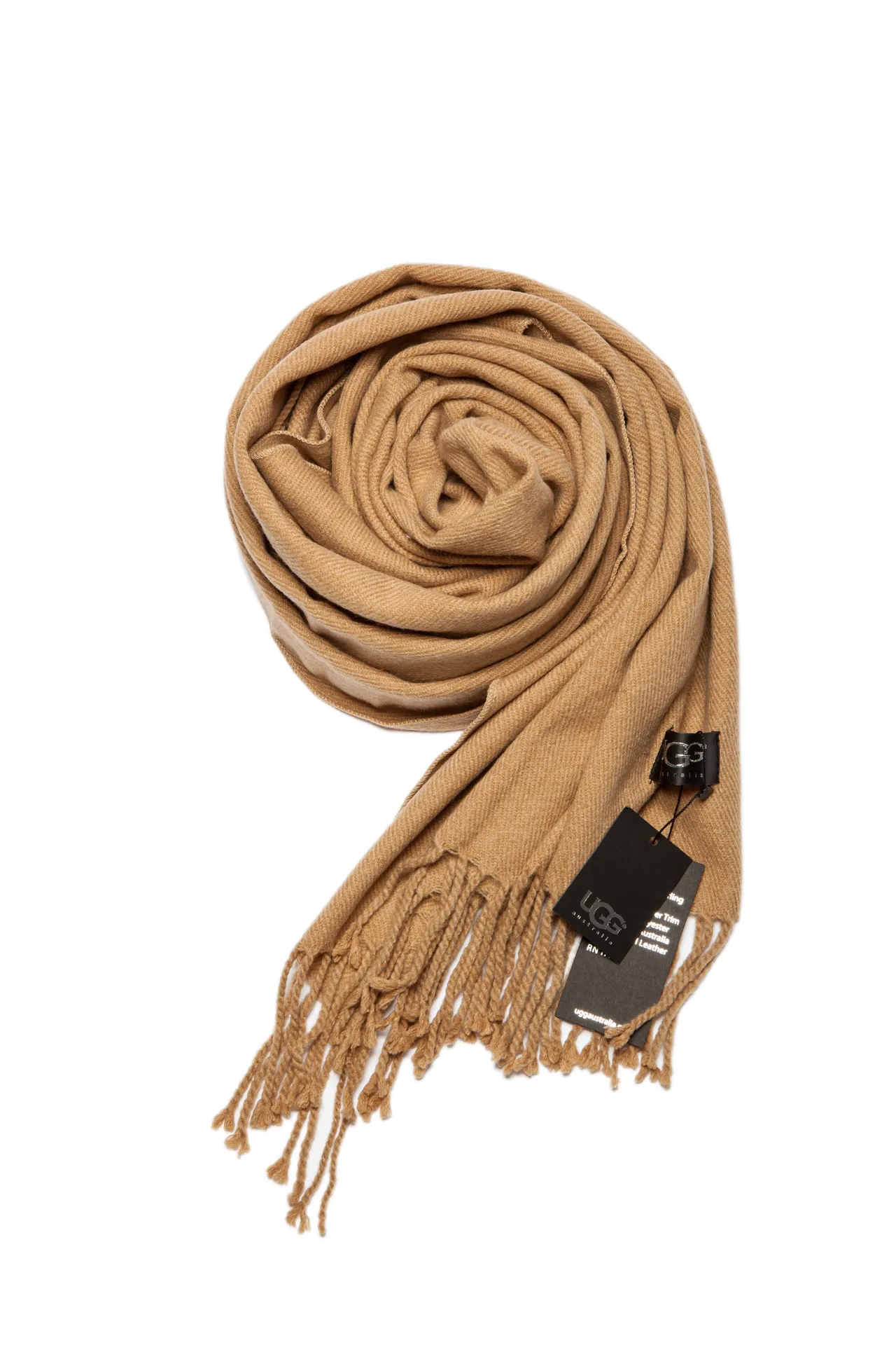 UGG Beige Woven Fringed Cashmere Scarf 11