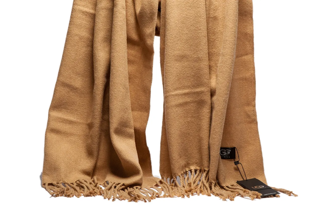 UGG Beige Woven Fringed Cashmere Scarf 14